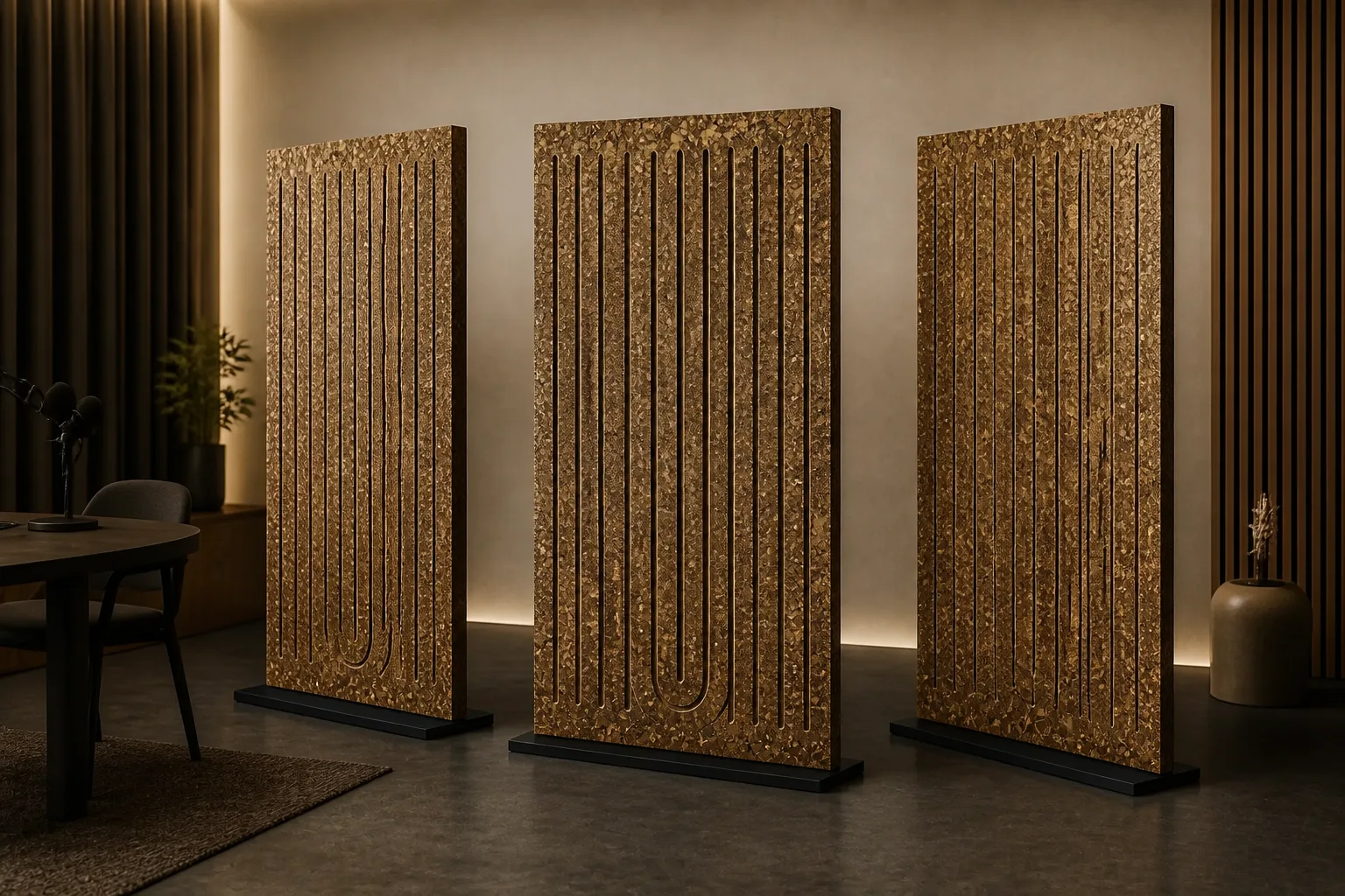 Freestanding routed LeafCore studio baffle visual concepts